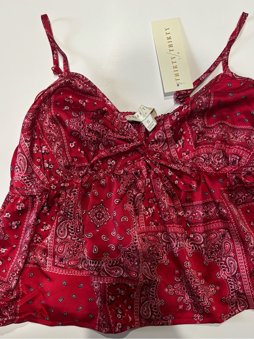 Thirty & Thirty Red Paisley Spaghetti Strap Tank Top